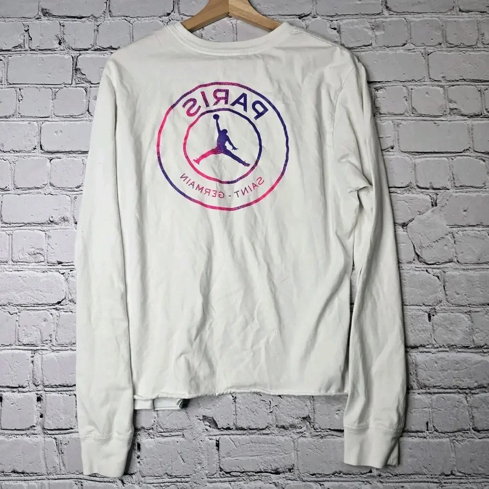 Nike Air Jordan Paris Saint Germain Long Sleeve Cropped Tshirt‎ PSG Size Large